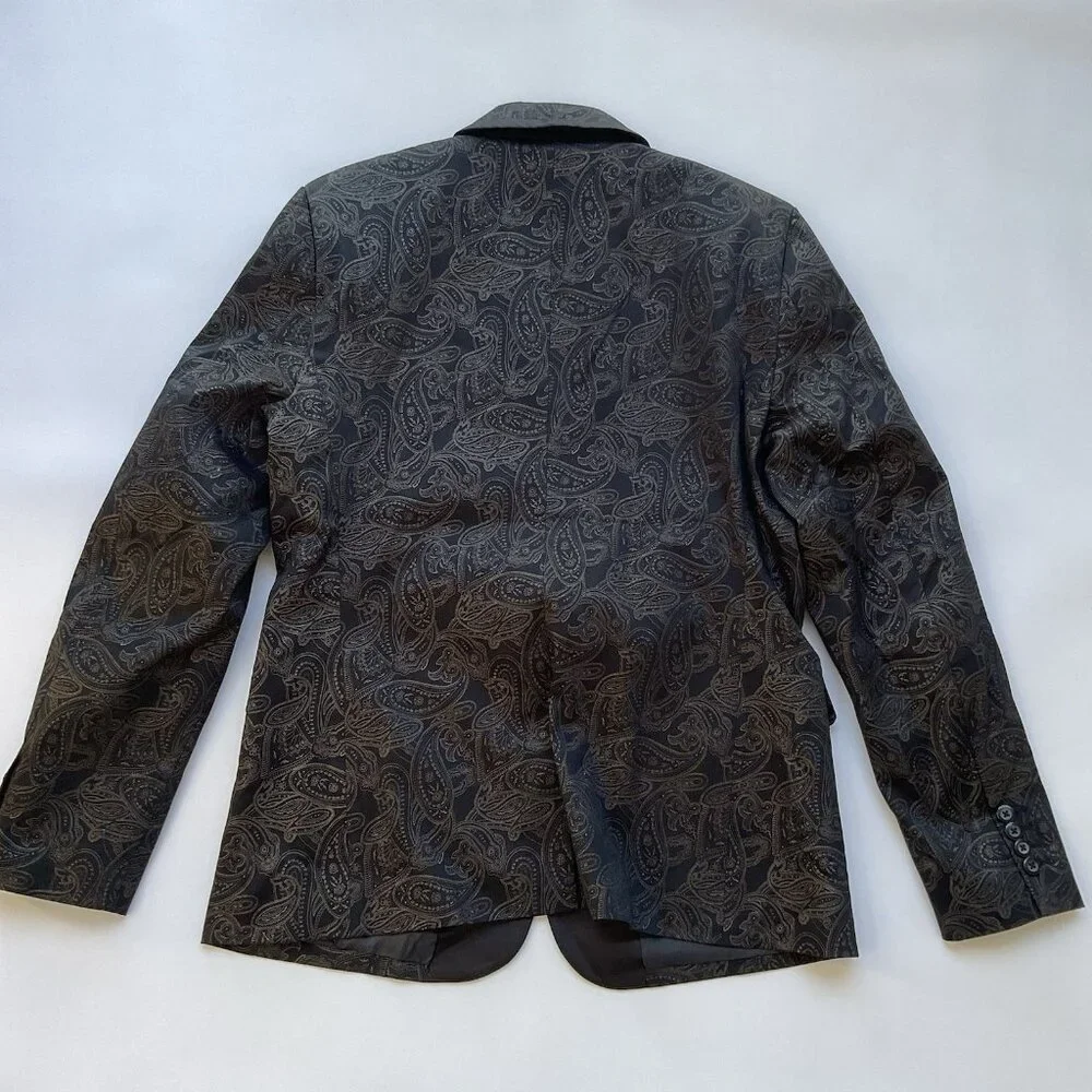 Guess Men’s Regular Blazer Paisley Printed Allover In Black Size M